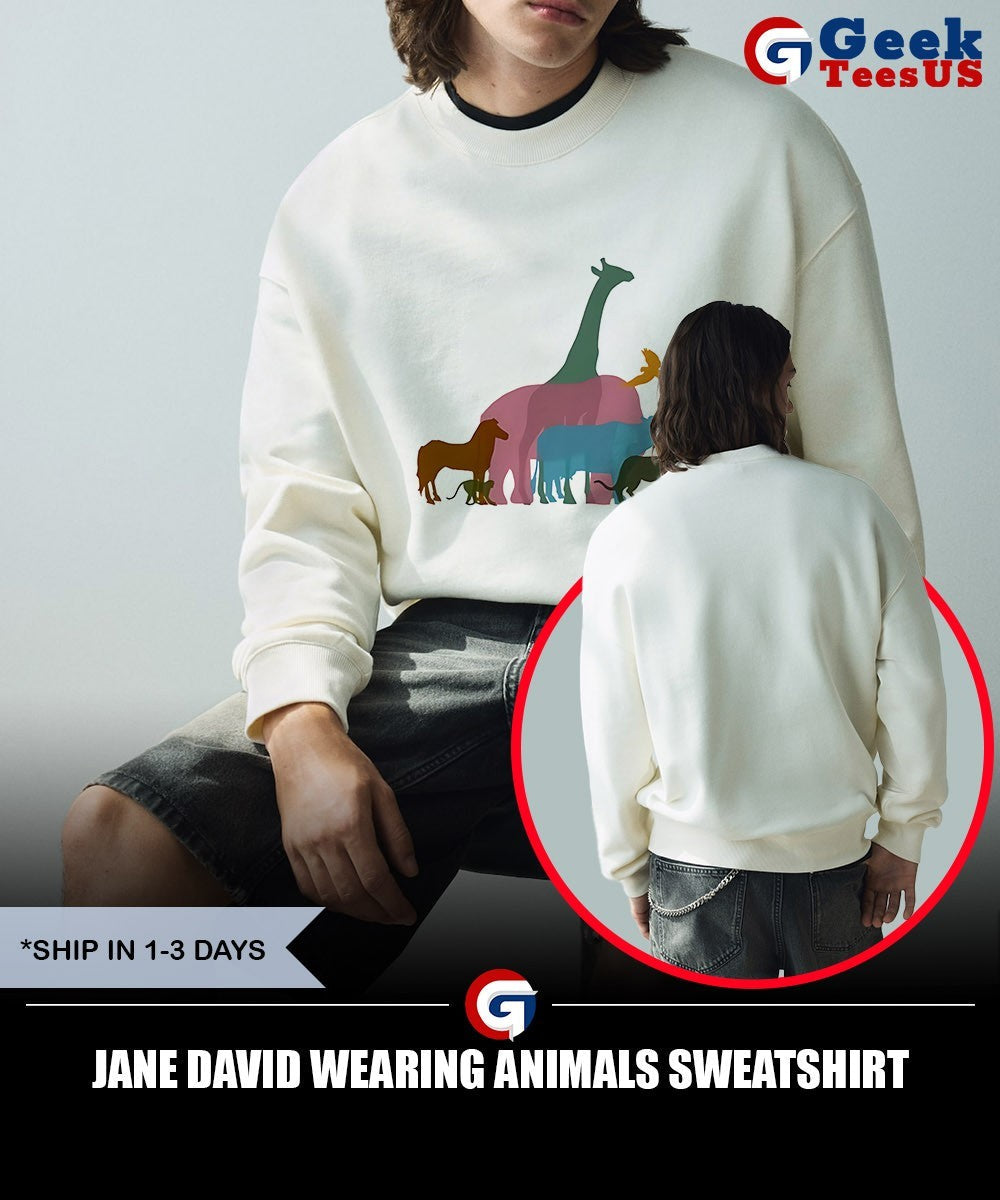 Jane David wearing Animals shirt