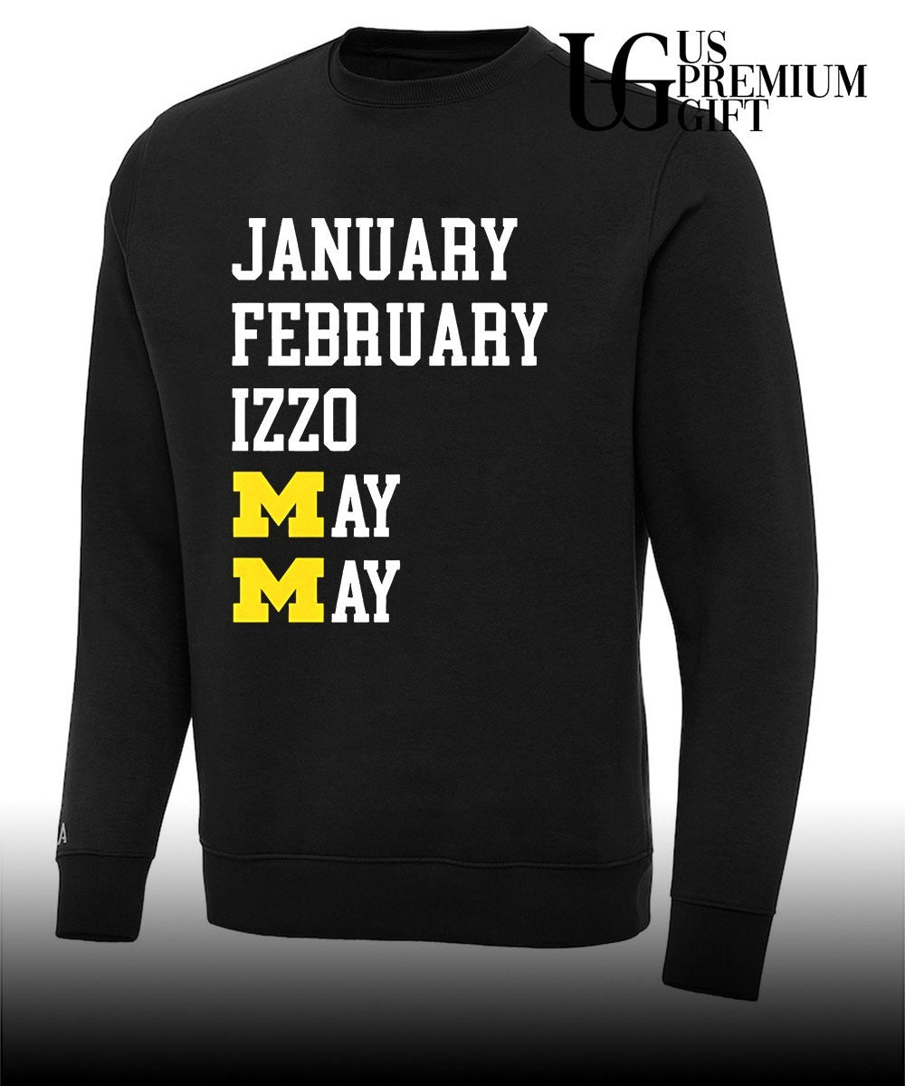 January February Izzo Michigan Wolverines May Months logo shirt