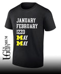 January February Izzo Michigan Wolverines May Months logo shirt