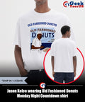 Jason Kelce wearing Old Fashioned Donuts Monday Night Countdown shirt