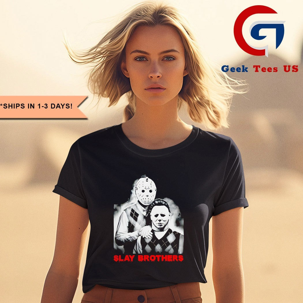 Jason Voorhees and Michael Myers Slay Brothers Halloween 2025 shirt