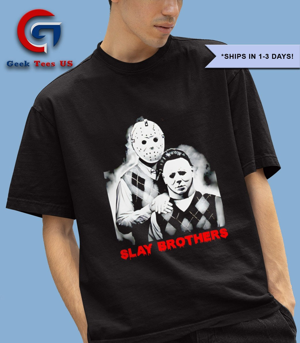 Jason Voorhees and Michael Myers Slay Brothers Halloween 2025 shirt
