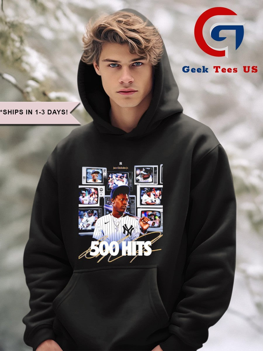 Jazz Chisholm Jr New York Yankees 500 Hits 2-Run Blast poster shirt
