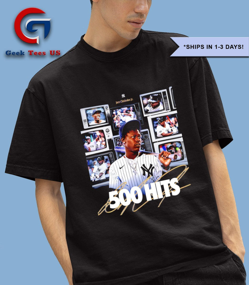 Jazz Chisholm Jr New York Yankees 500 Hits 2-Run Blast poster shirt