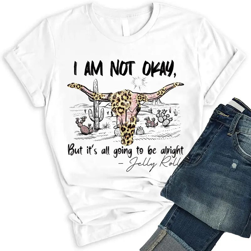 Jelly Shirt I am not Okay But It's All Going To Be Alright Shirt 2 Sides Country Music Concert Merch for Men Women Hoodie...