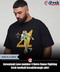 Jeremiyah Love number 4 Notre Dame Fighting Irish football breakthrough shirt
