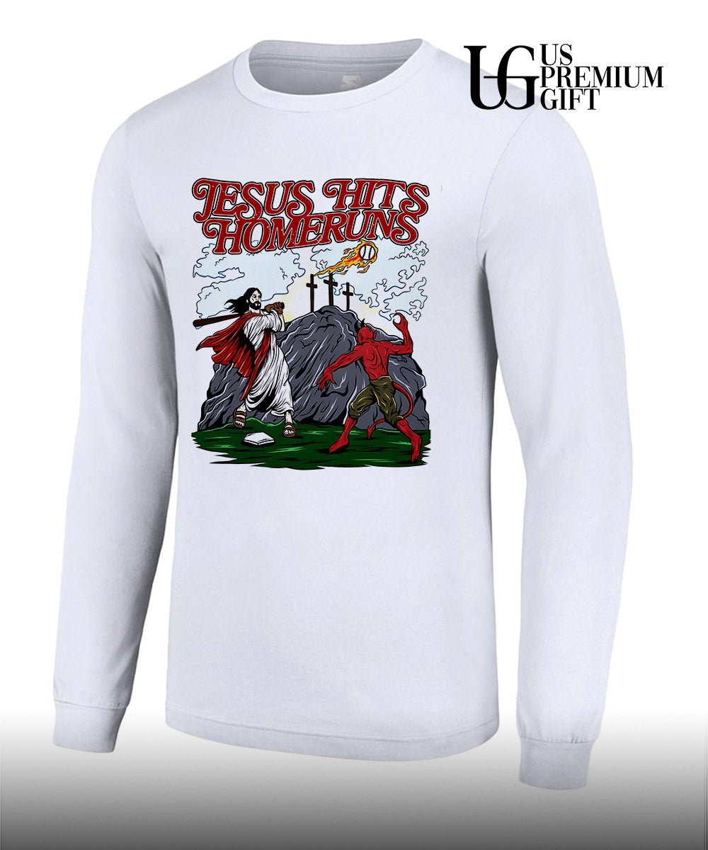Jesus hits homeruns baseball shirt