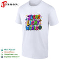 Jesus is the light of the world John 8 12 colorful bubble lettering bible shirt
