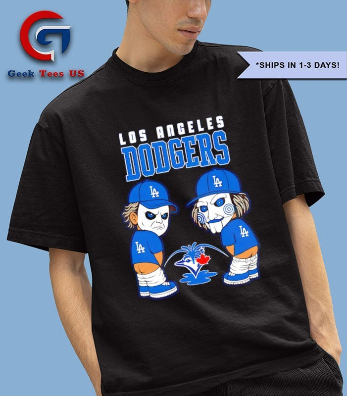 Jigsaw Los Angeles Dodgers peeing Toronto Blue Jays baseball shirt