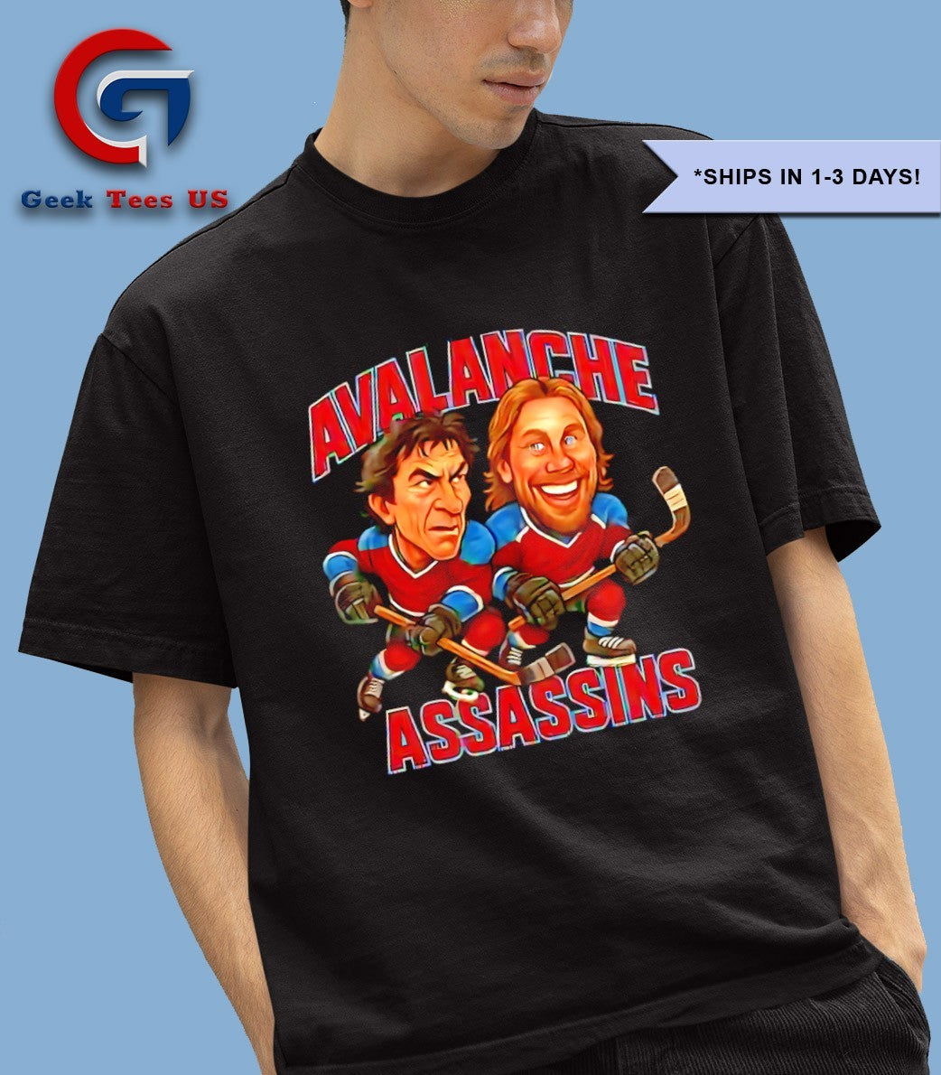 Joe Sakic and Peter Forsberg Avalanche Assassins Hockey caricatures shirt