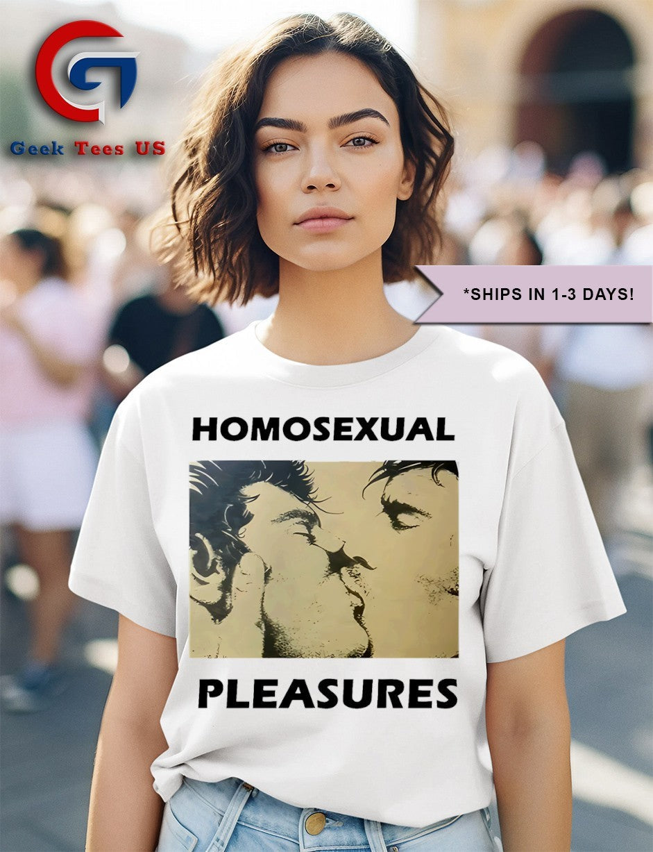 Joey Pollari with Homosexual Pleasures LGBT shirt