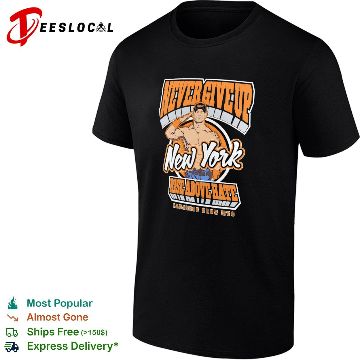 John Cena Never Give Up NY Rise Above Hate Fanatics Fest NYC shirt
