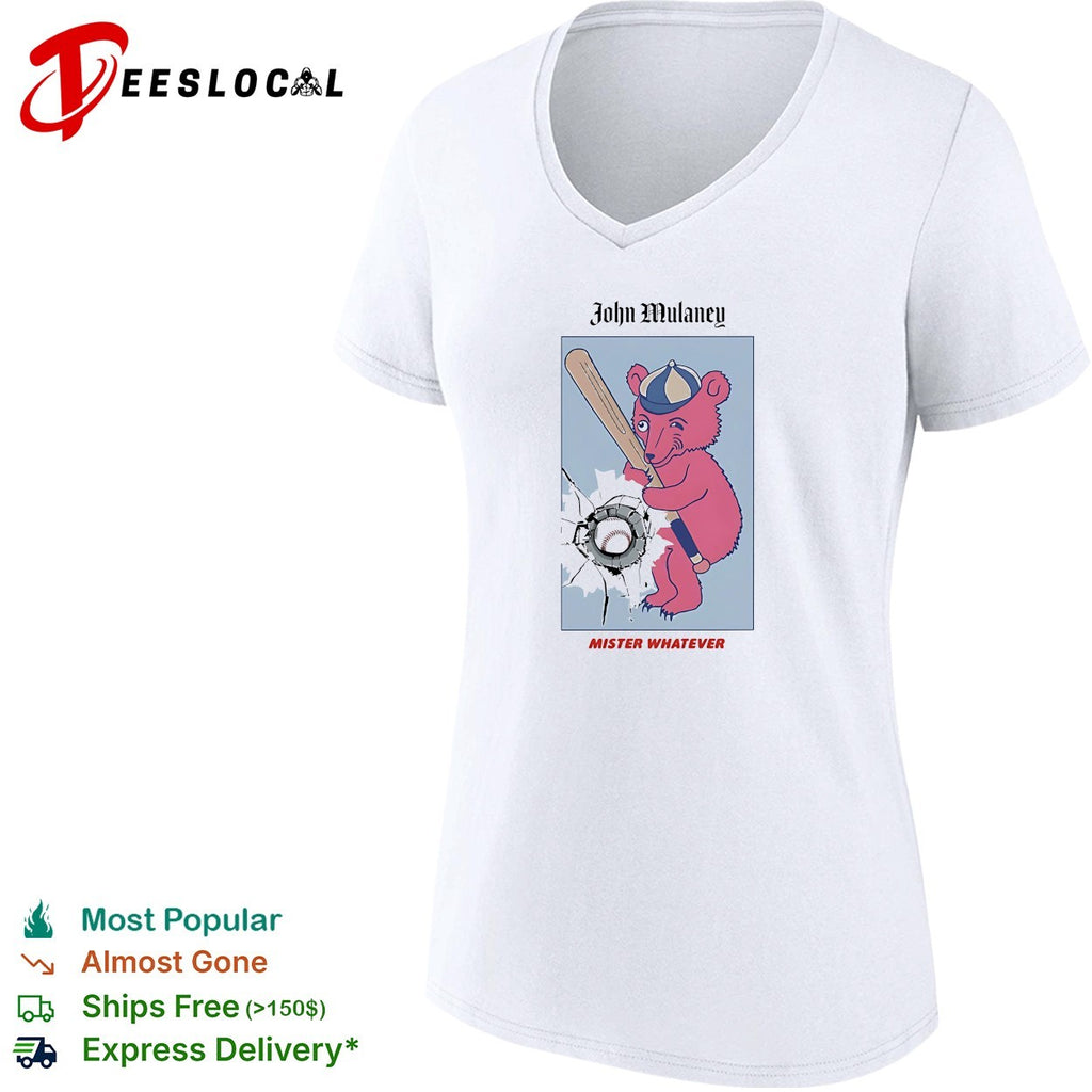 John Mulaney Mister Whatever bear swinging baseball bat and hitting ball shirt