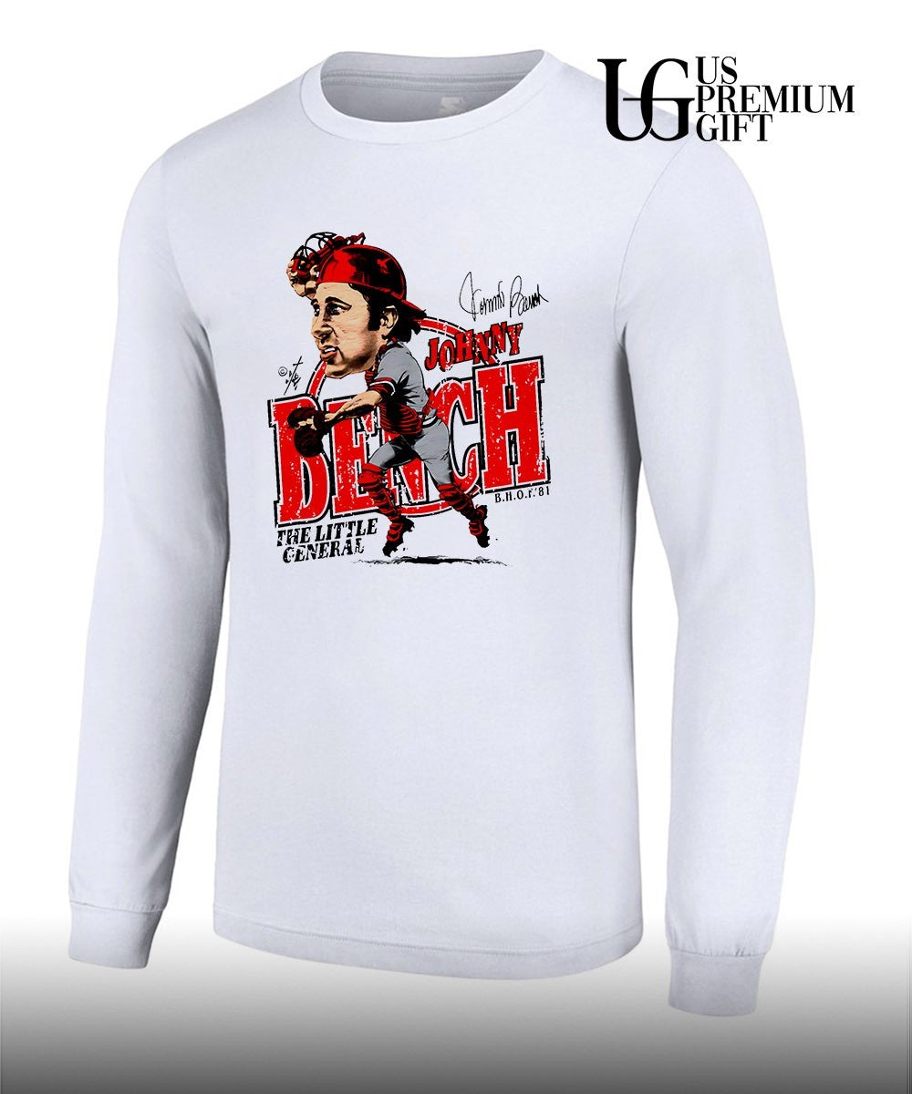 Johnny Bench Cincinnati Reds MLB signature caricature shirt