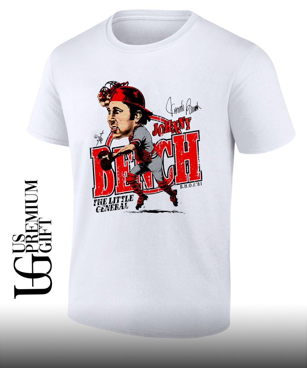 Johnny Bench Cincinnati Reds MLB signature caricature shirt