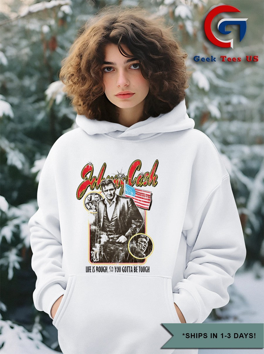 Johnny Cash life is rough so you gotta be tough retro shirt