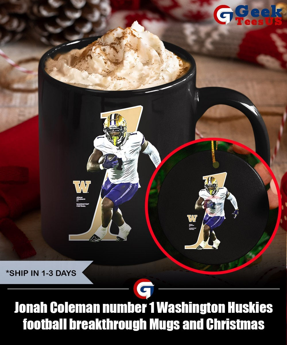 Jonah Coleman number 1 Washington Huskies football breakthrough shirt