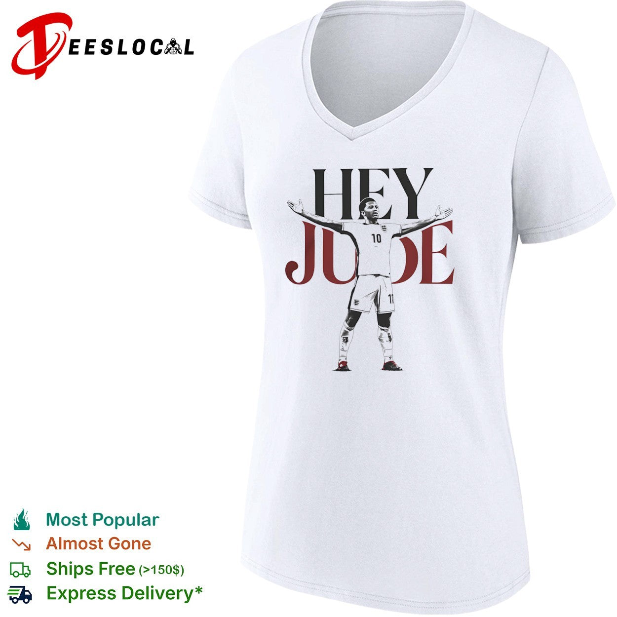 Jude Bellingham England Hey Jude 10 Three Lions shirt