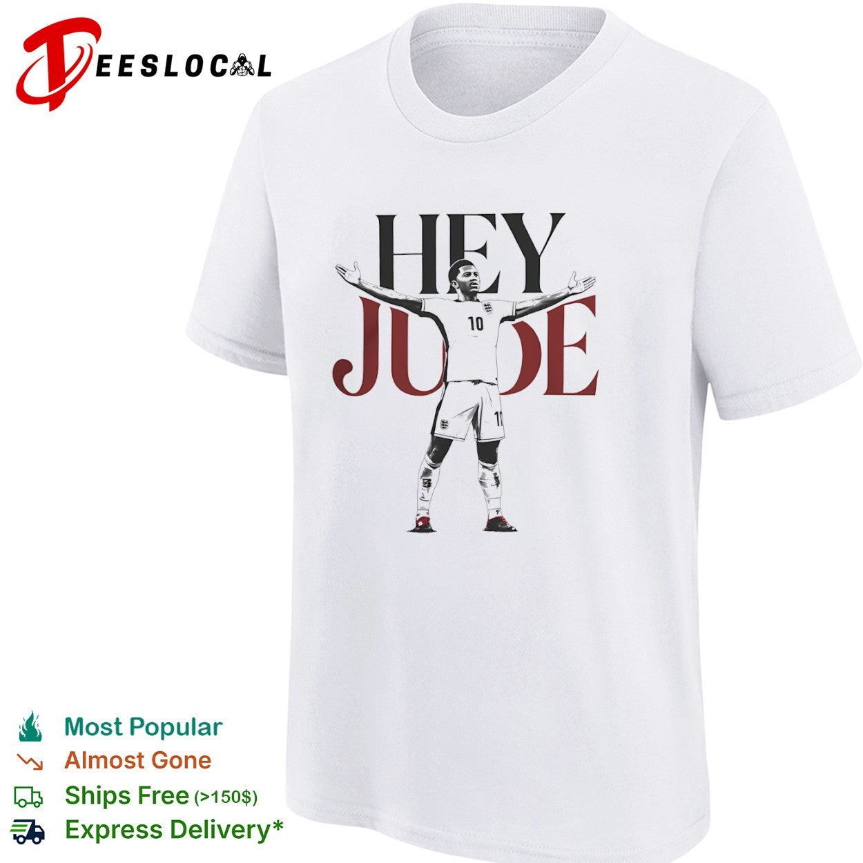 Jude Bellingham England Hey Jude 10 Three Lions shirt