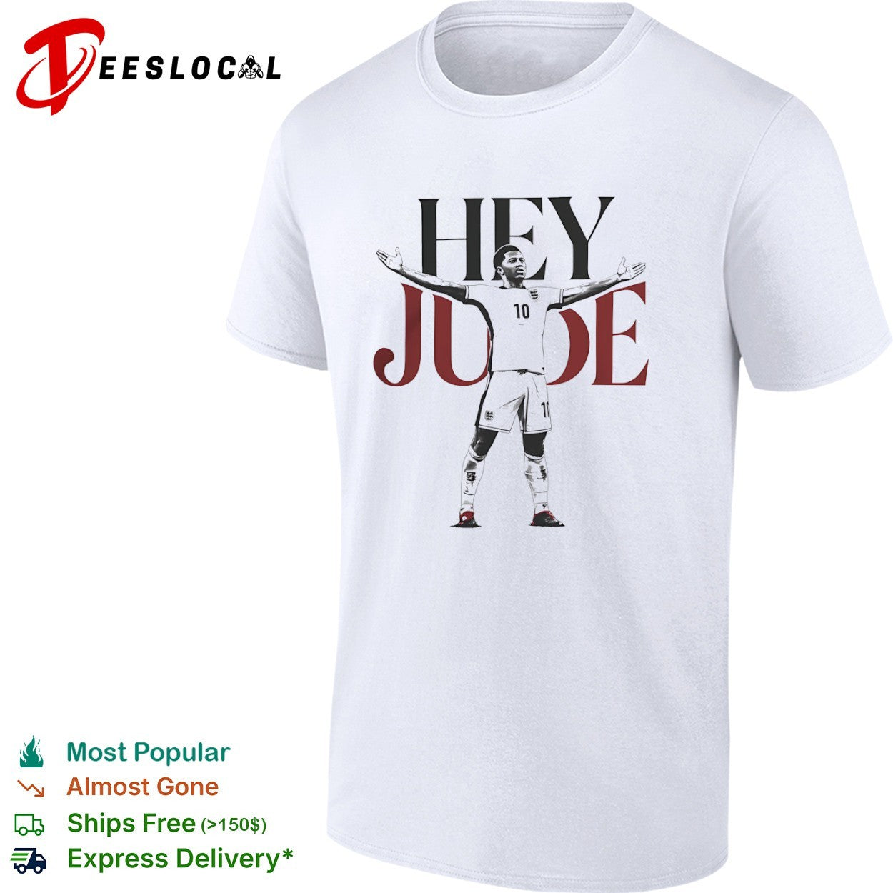 Jude Bellingham England Hey Jude 10 Three Lions shirt