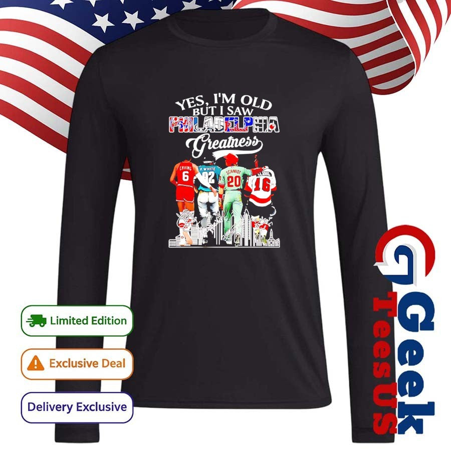 Julius Erving Reggie White Mike Schmidt and Bobby Clarke yes I’m old but I saw Philadelphia Greatness signatures shirt