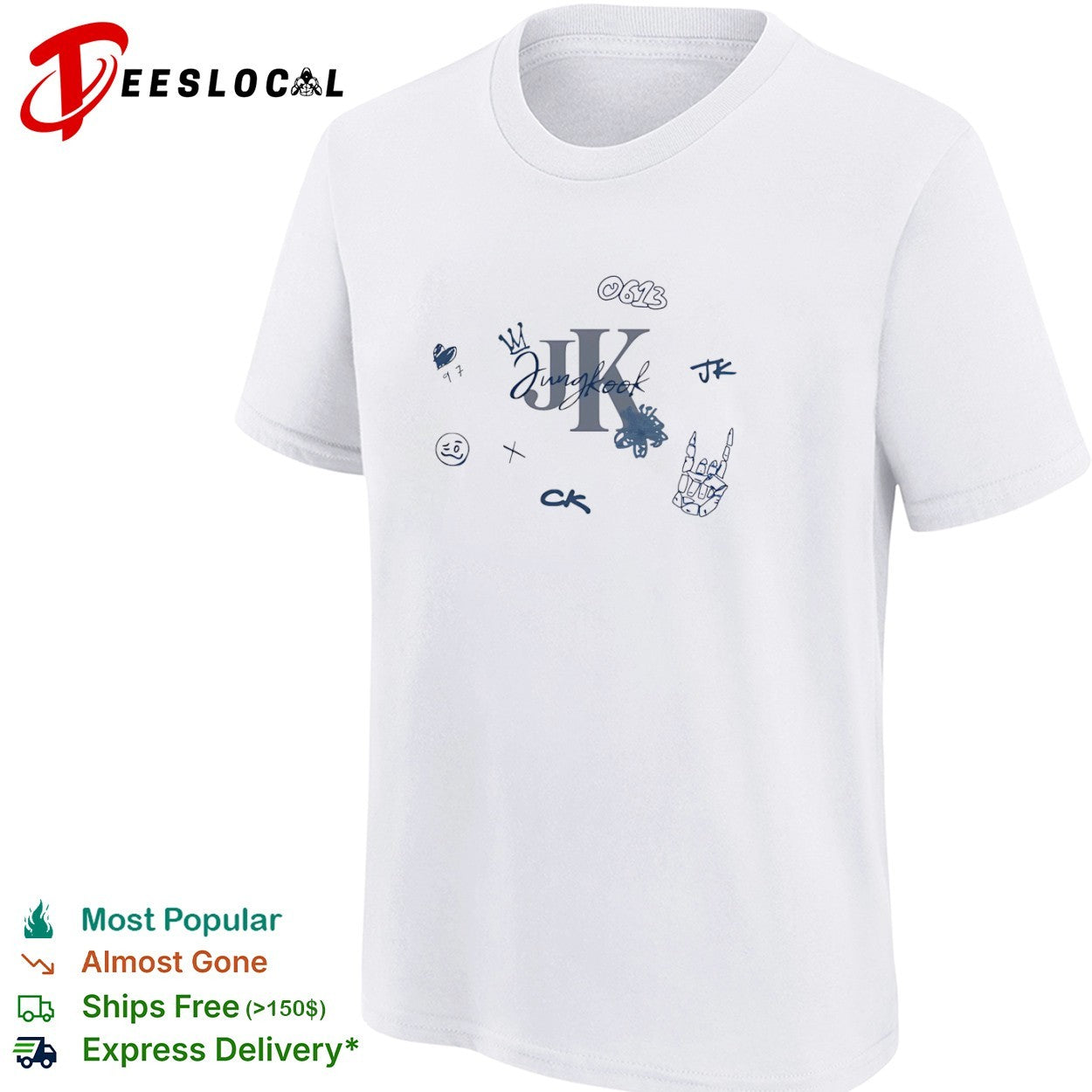 Jungkook BTS 0613 JK Crown Heart 97 Skeleton shirt