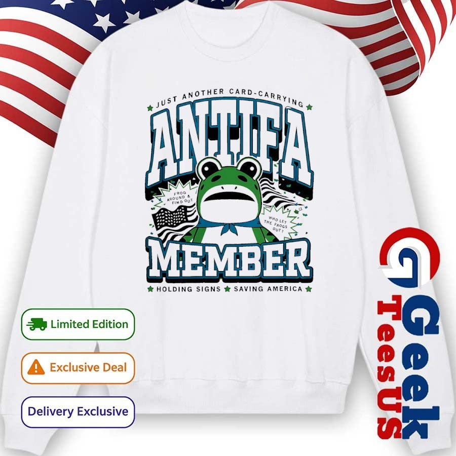 Just another card carrying antifa member frogs member graphic shirt