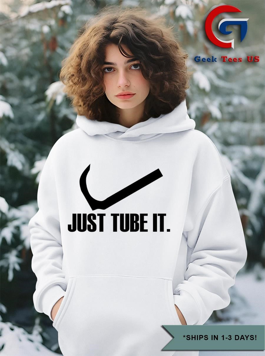 Just tube it parody logo shirt