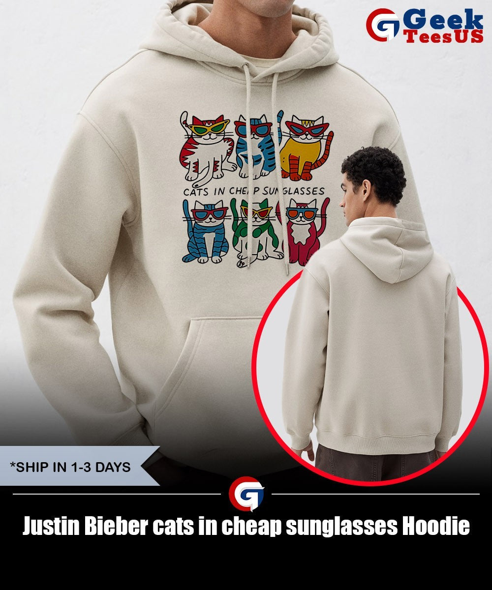 Justin Bieber cats in cheap sunglasses shirt