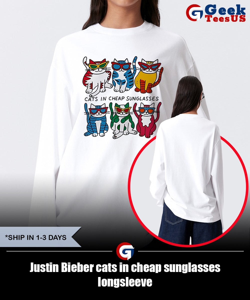 Justin Bieber cats in cheap sunglasses shirt