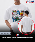 Justin Bieber cats in cheap sunglasses shirt