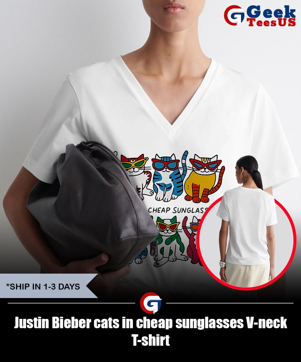 Justin Bieber cats in cheap sunglasses shirt