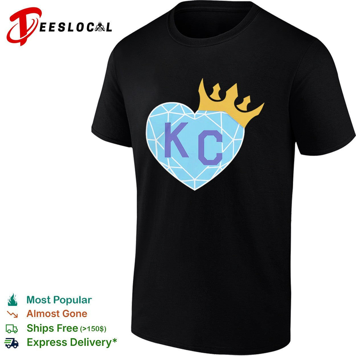Kansas City Heart Diamond Crown KC shirt