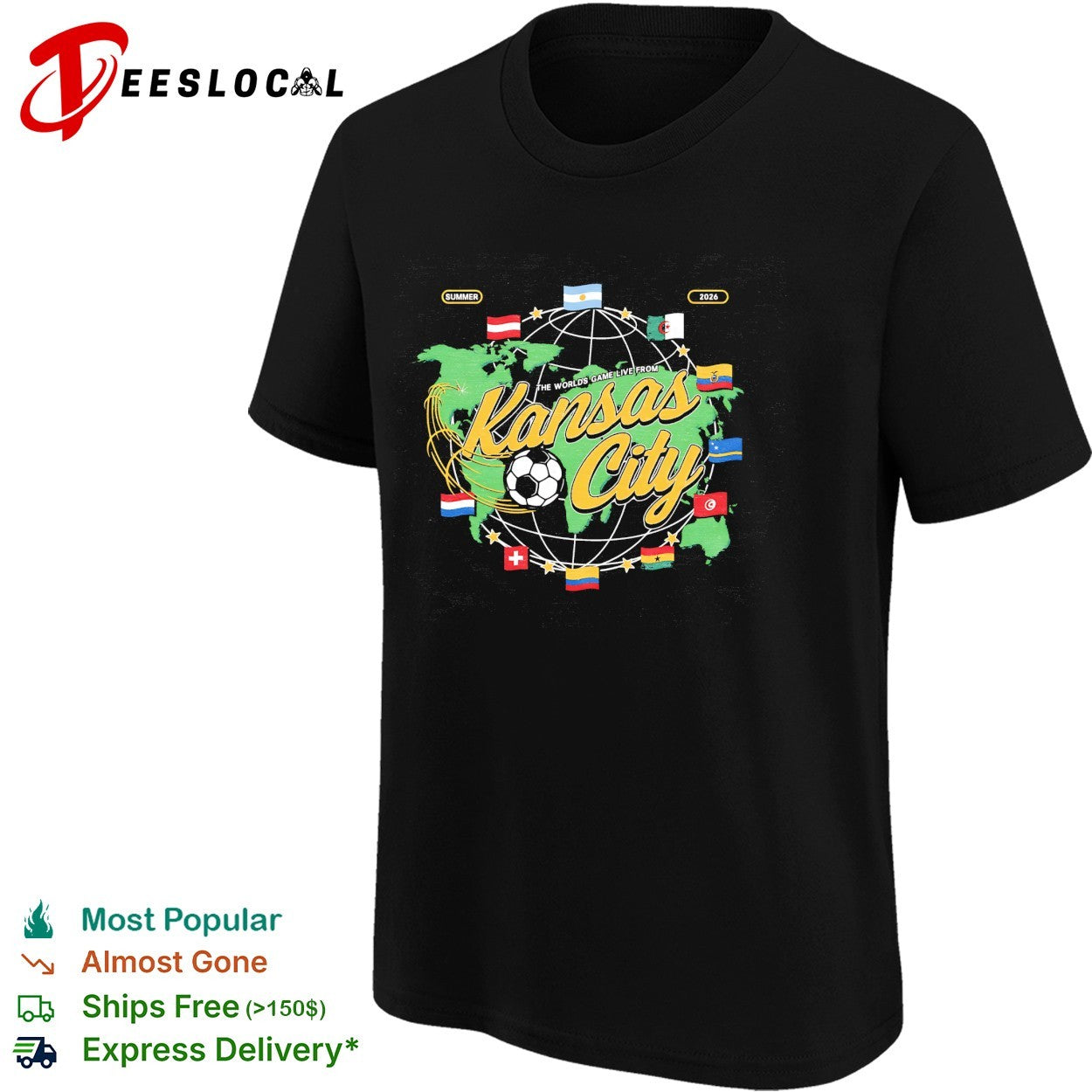 Kansas City summer 2026 world cup soccer globe with international flags shirt