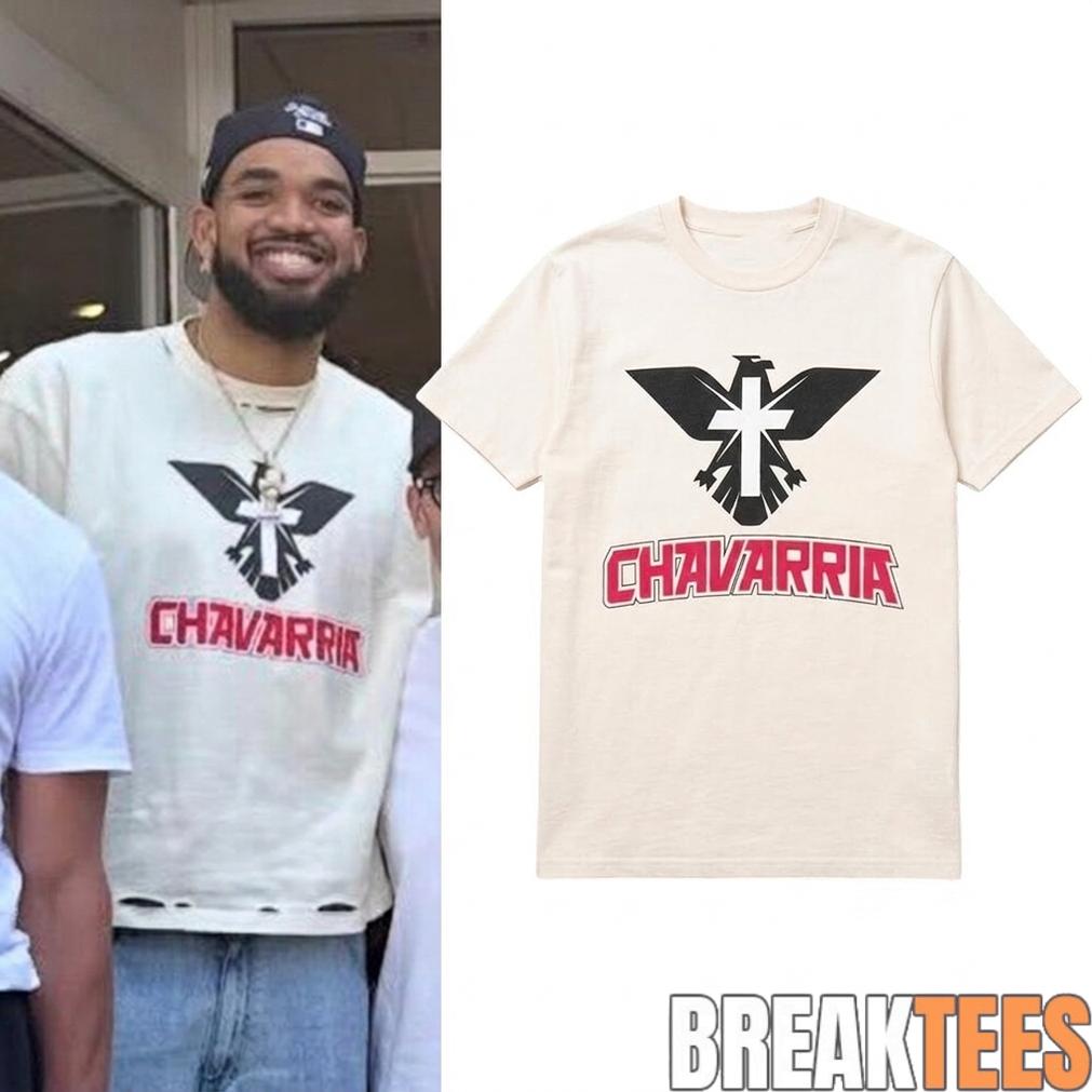 Karl-Anthony Towns in East Hampton Chavarria Eagle Cross Shirt