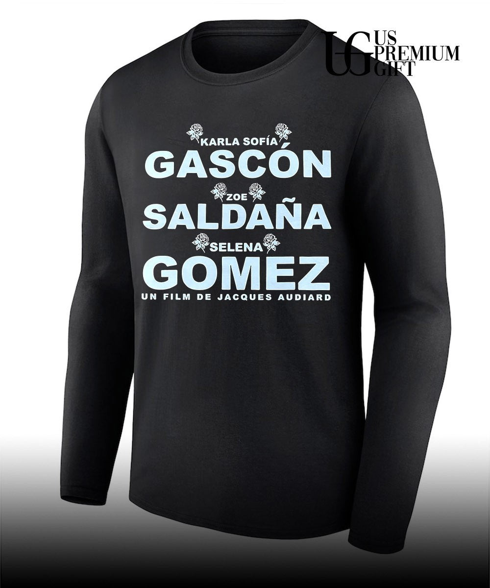Karla Sofía Gascón Zoe Saldaña and Selena Gomez shirt