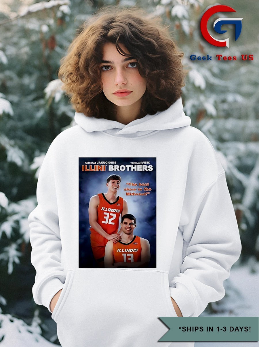 Kasparas Jakucionis and Tomislav Ivisic Illini Step Brothers photo shirt