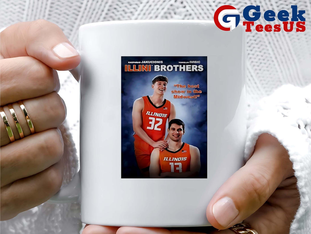 Kasparas Jakucionis and Tomislav Ivisic Illini Step Brothers photo shirt