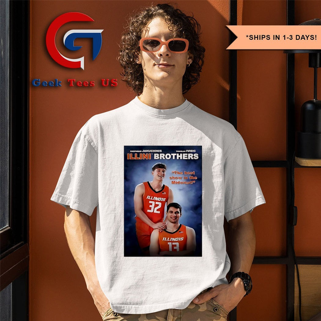 Kasparas Jakucionis and Tomislav Ivisic Illini Step Brothers photo shirt