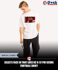 Kelce’s face in that loss KC 6-37 PHI score football shirt