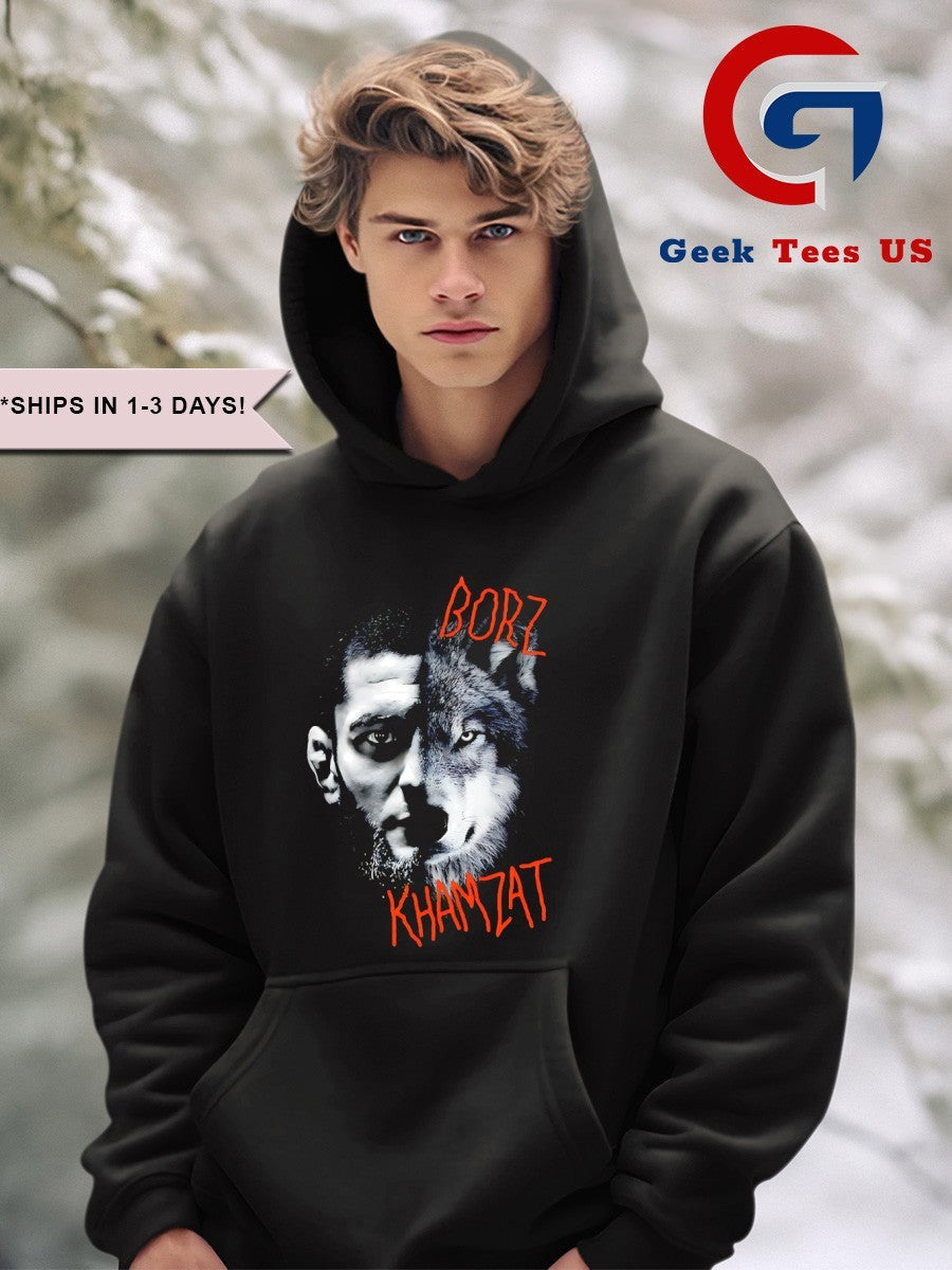 Khamzat Chimaev Borz face Wolf UFC shirt
