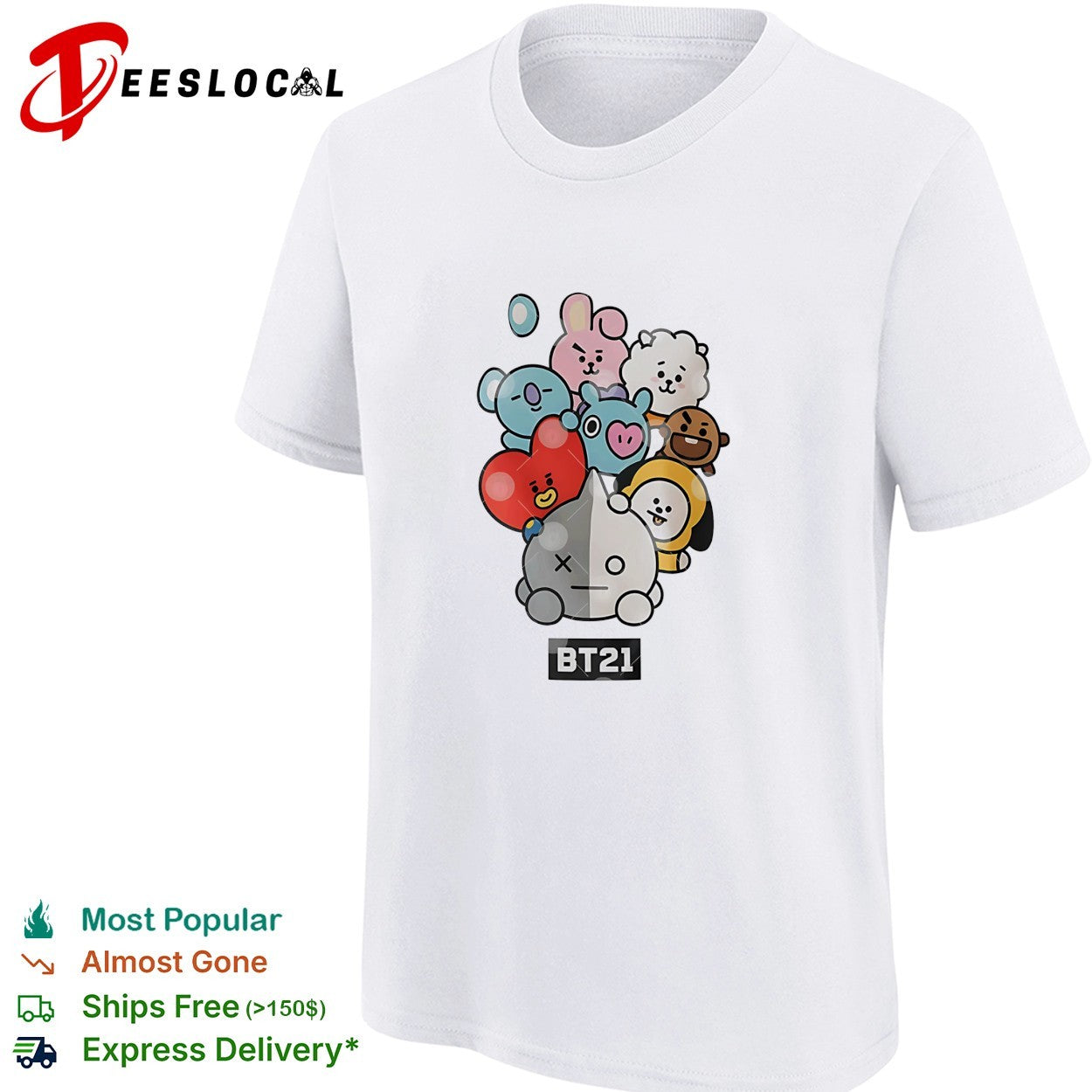 Koya Rj Shooky Mang Tata Cooky BT21 cartoon character friends cluster group hug shirt