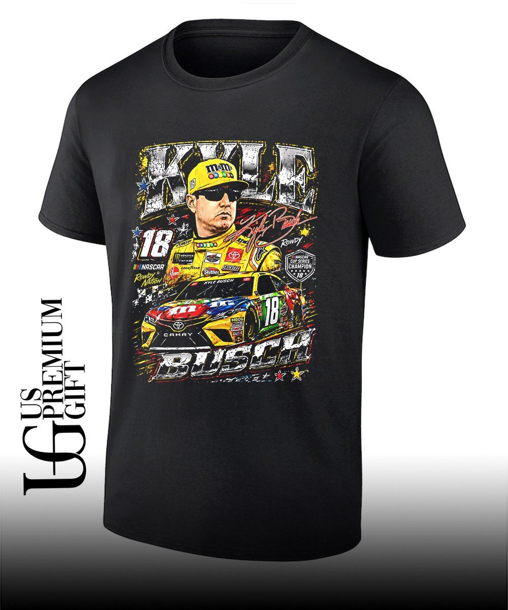 Kyle Busch 18 Racing Rowdy Nation signature graphic shirt