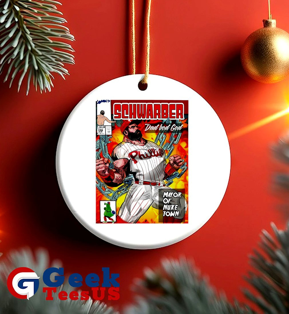 Kyle Schwarber Dad bod God Mayor of Nuke Town Power Hitter Hero Philly Baseball comic shirt
