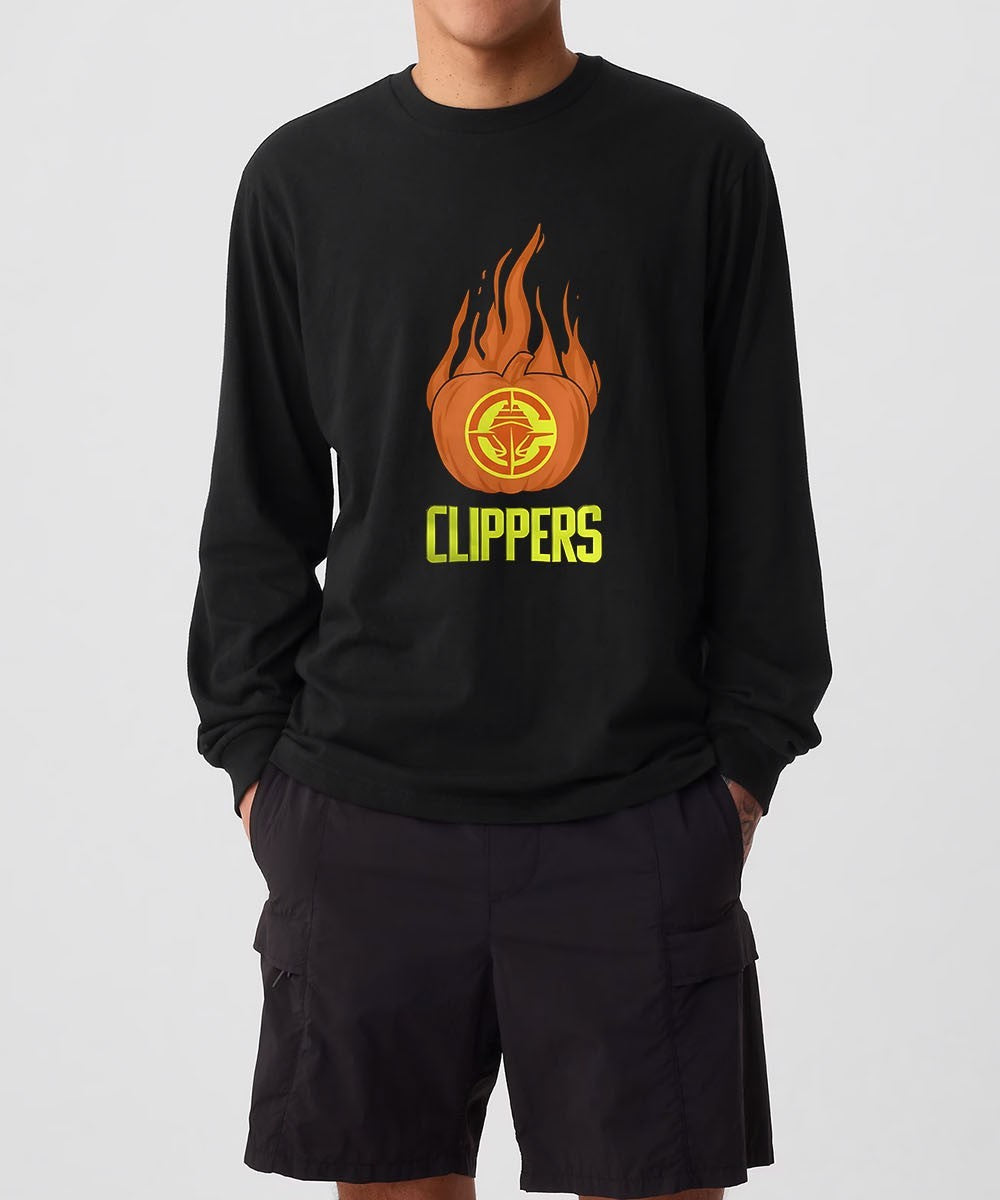 LA Clippers flaming pumpkin Halloween 2025 shirt