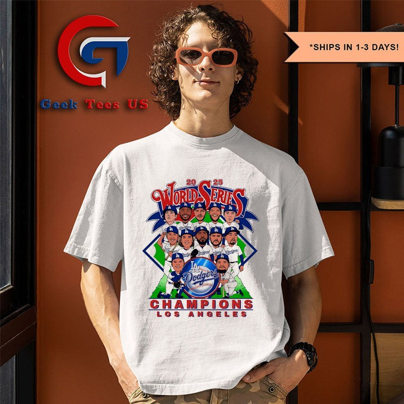 LA Dodgers baseball 2025 World Series Champions caricature signature shirt