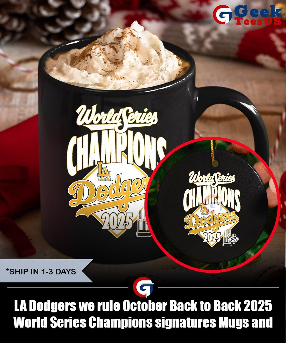 LA Dodgers we rule October Back to Back 2025 World Series Champions signatures shirt