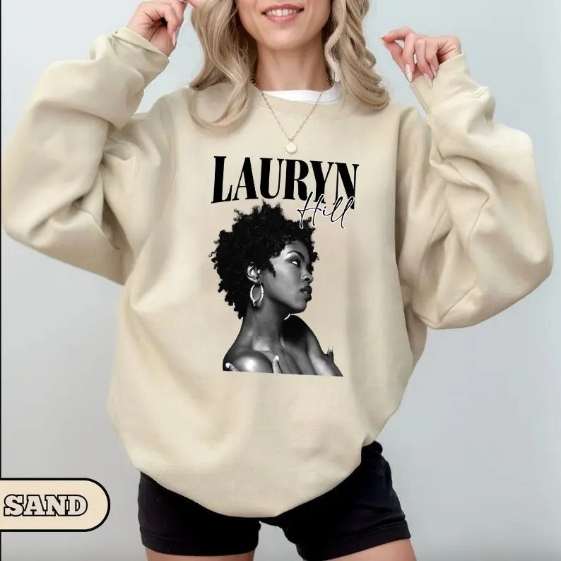Lauryn 90s Graphic Sweatshirt, Singer Lauryn concert 2024 Crewneck Sweater Unisex Collar Comfort T-Shirts, Hoodie