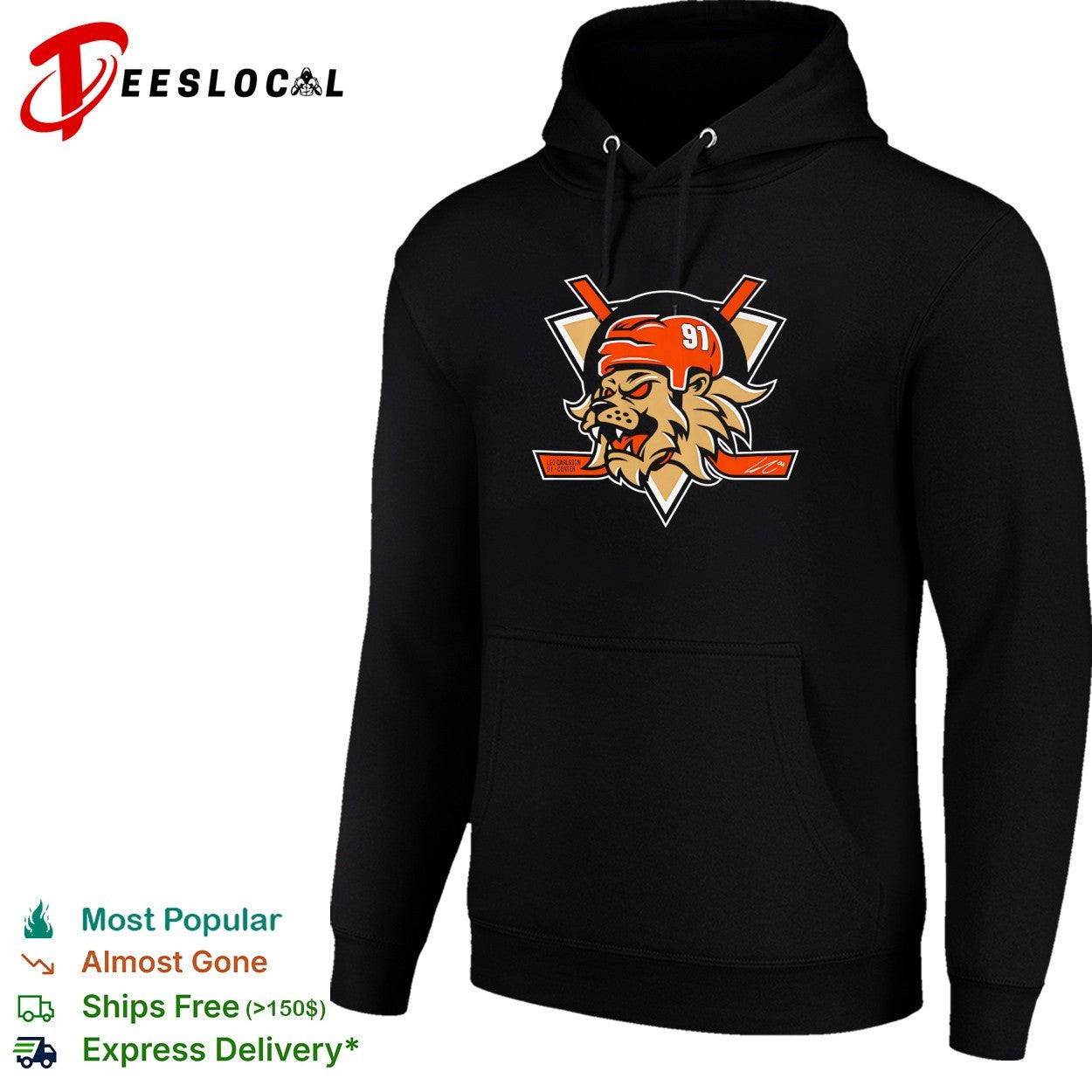 Leo Carlsson 91 center Lion number Anaheim Ducks hockey signature shirt