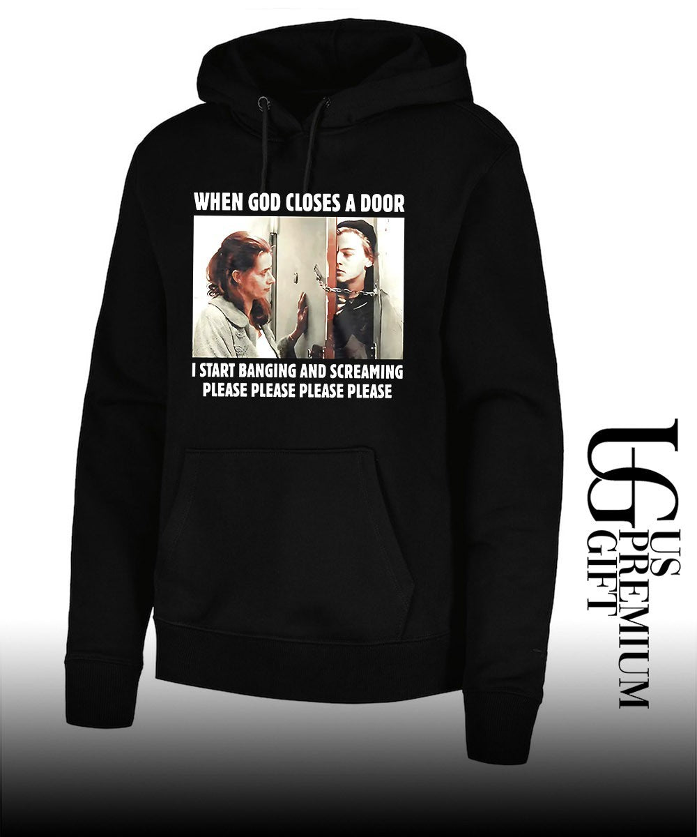 Leonardo Dicaprio when god closes a door I start banging and screaming please please please please shirt